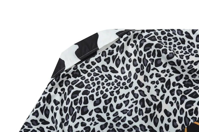 Wild Print Short Sleeve Button Up