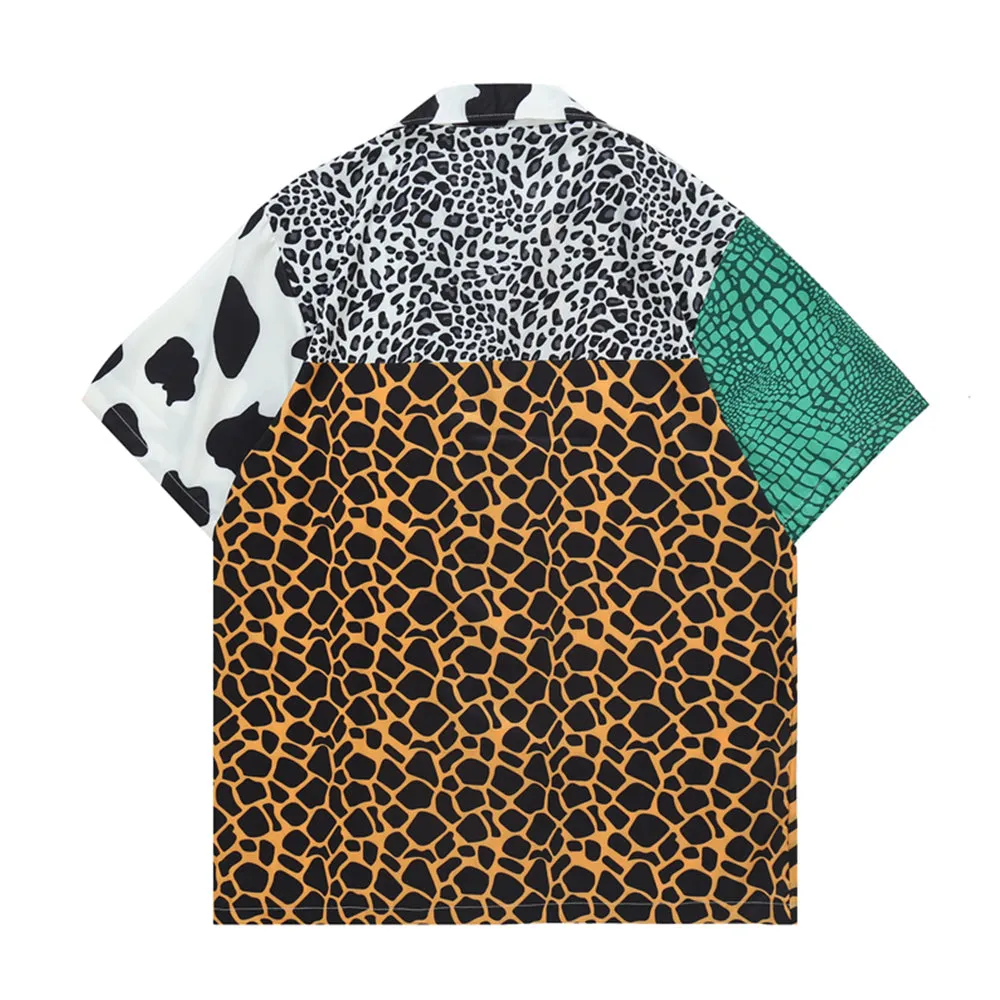 Wild Print Short Sleeve Button Up