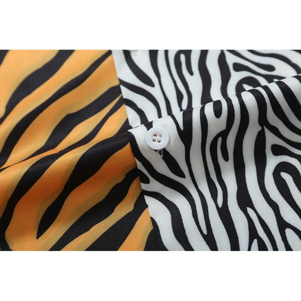 Wild Print Short Sleeve Button Up