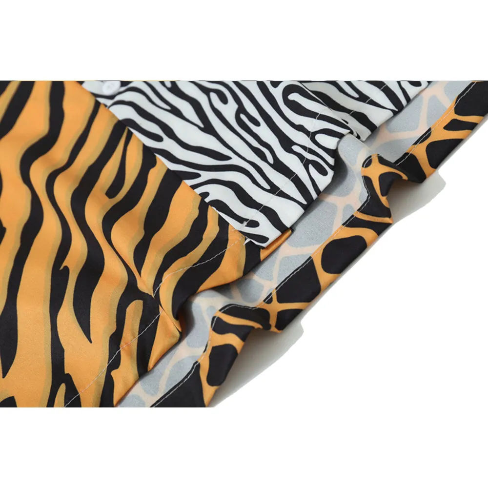 Wild Print Short Sleeve Button Up