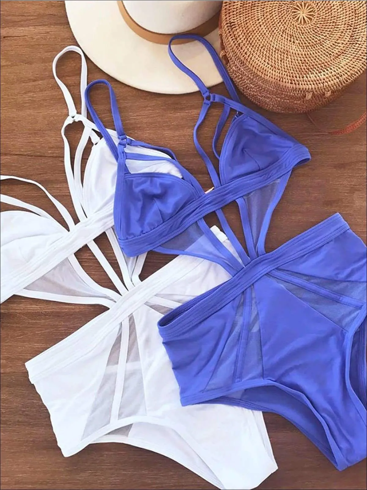 Women's Backless High Waist Mesh One Piece Swimsuit