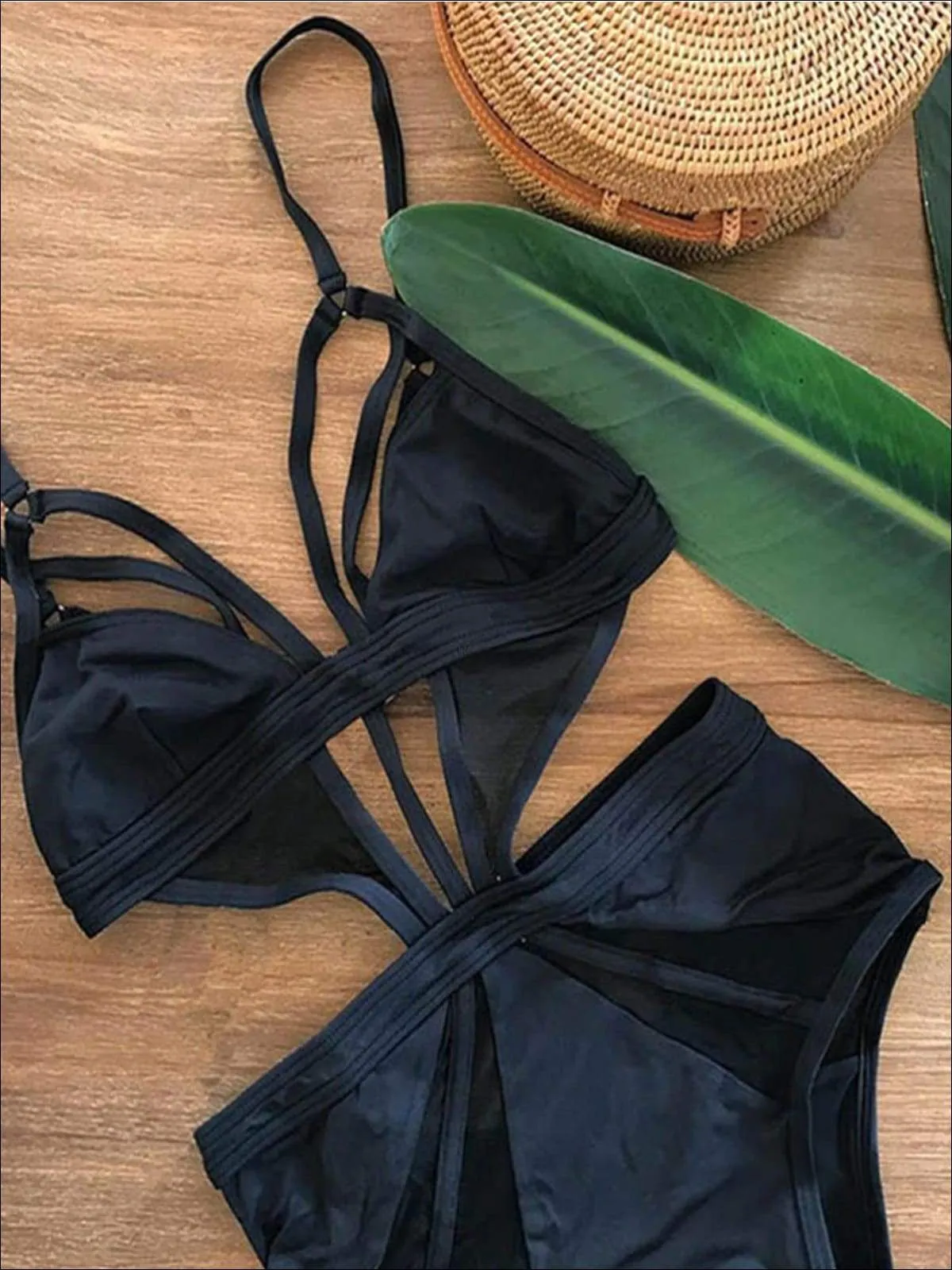 Women's Backless High Waist Mesh One Piece Swimsuit
