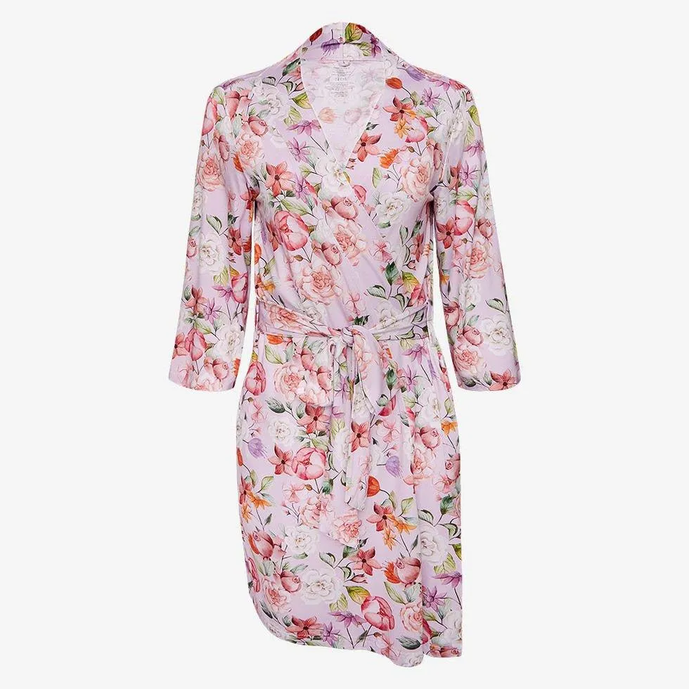 Women's Bamboo Maternity Robe with Pockets, Pari (Floral)