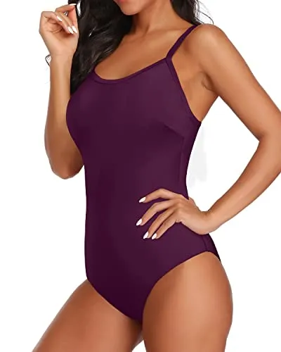 Women's Cute Slimming Sporty One Piece Swimwear-Maroon