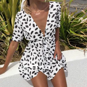 Women's Fashion Printed Button Summer Beach Casual Dresses