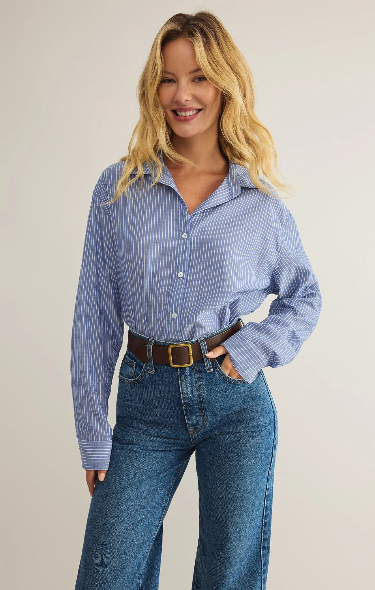 Z SUPPLY SEAPORT STRIPED SHIRT IN SKY BLUE